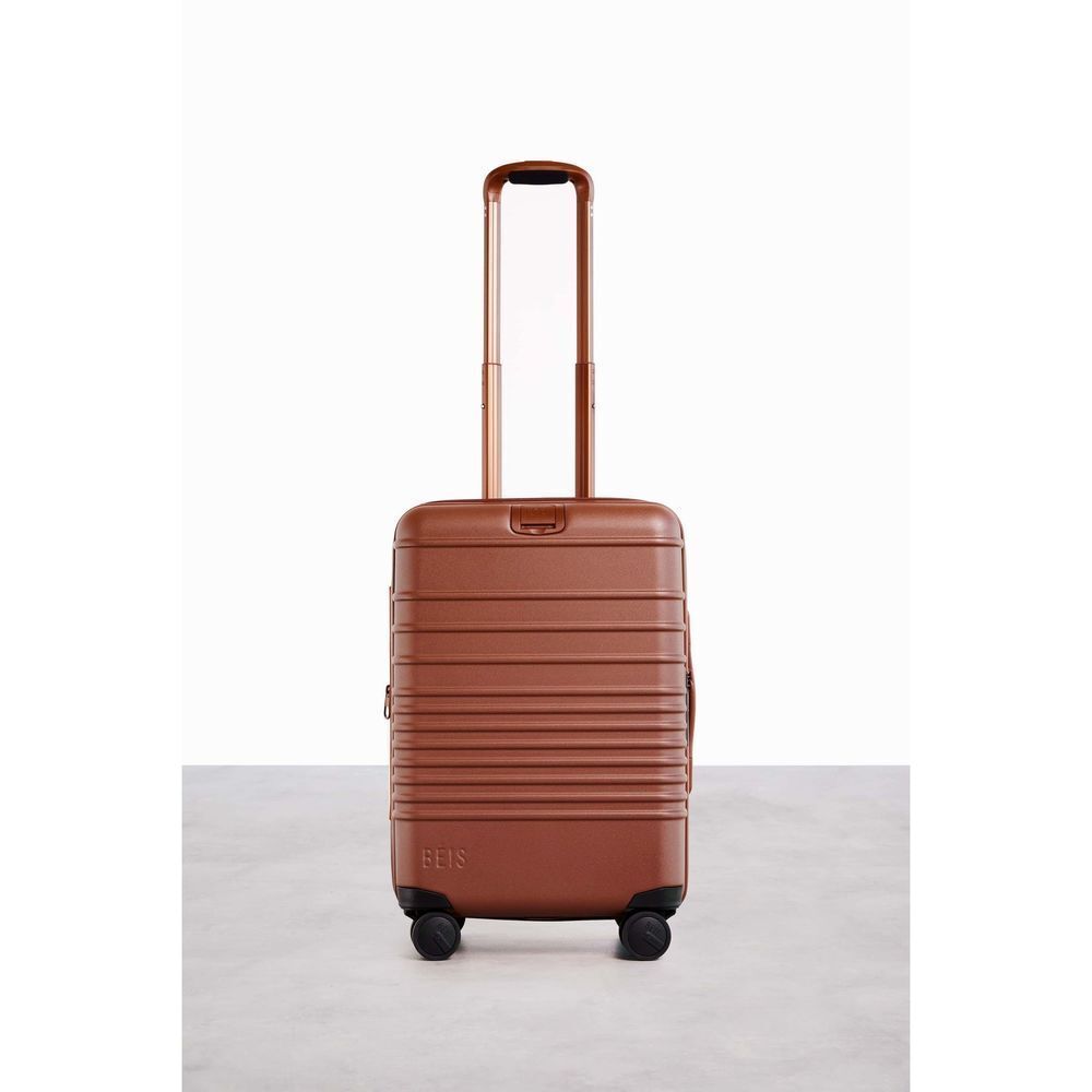 NWT Beis Carry On Maple Brown Suitcase Roller Bag